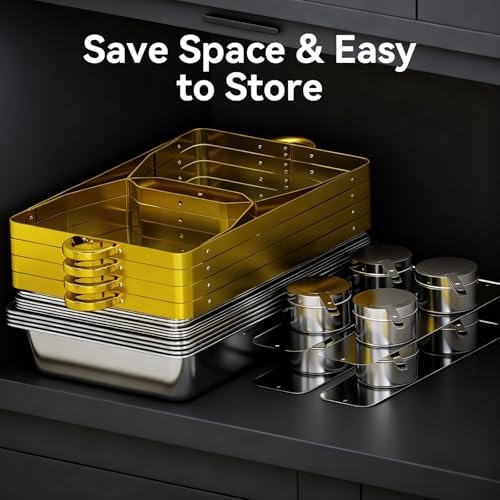 9Qt Chafing Dishes for Buffet, Gold 304 Stainless Steel Chafing Dish Sets, Food Warmers for Parties, Buffet Servers and Warmers, Warming Trays for Buffets Party, Multiple Size Food Pans, 4 Pack - Image 6