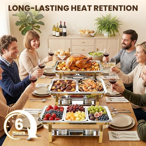 Stainless Steel Buffet Servers and Warmers Set for Wedding, Party, Banquet - Image 4