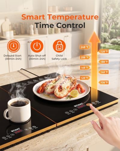 Warming Trays For Buffets Party,4-In-1 47"×16"Independent Temp Control Food Warmers For Parties Buffet,8 Precise Temps&24H Timer Warming Mat For Food,Modular Food Warming Mat Catering Gatherings - Image 4