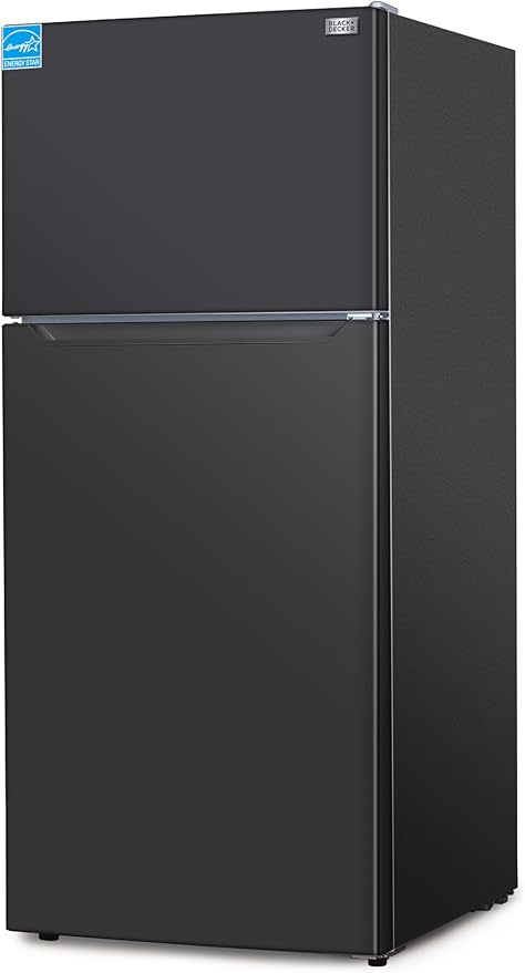 BLACK+DECKER 18.1 Cu. Ft. Top Mount Refrigerator with Freezer, 2 Door Refrigerator with Top Freezer and Adjustable Temperature Control, Full Size Fridge, ENERGY STAR Certified, BR1810HB, Black