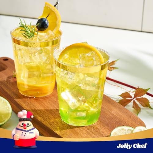 JOLLY CHEF 200 Pack Gold Plastic Cups, 10 oz Clear Plastic Cups - Image 5