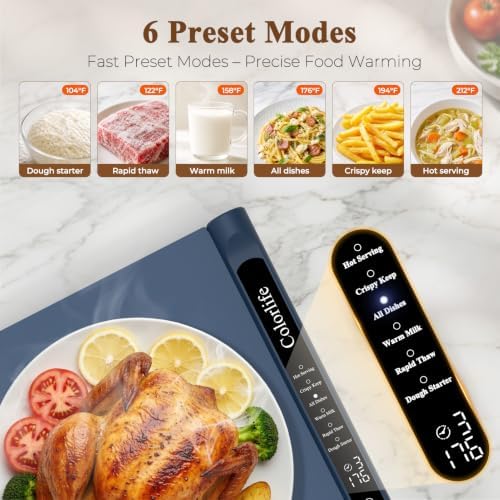 Warming Mat for Food,Electric Warming Tray with Heat-Resistant Pad-XXL Navy - Image 2