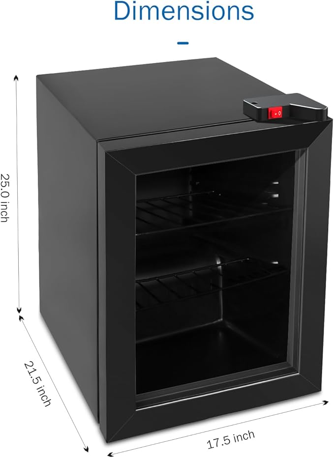 ADT Mini Freezer with Display Glass Door 2.1 Cu Ft Small with 2 Removable Shelves 7 Temperature Settings -8°F to 14°F Perfect for Liquor and Ice Cream