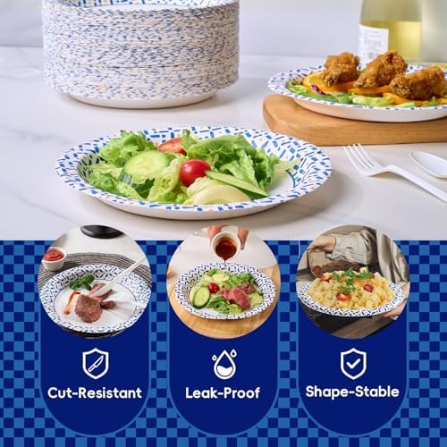 JOLLY CHEF 8.5 Inch Paper Plates, Disposable 300 Count Heavy Duty Plates - Image 4