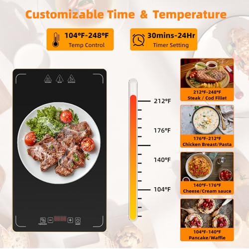 4-in-1 Detachable Electric Warming Tray, Expandable Buffet Server 33x15 Inch, 104-248°F with 24H Timer, Chafing Dishes & Food Warmers - Image 3