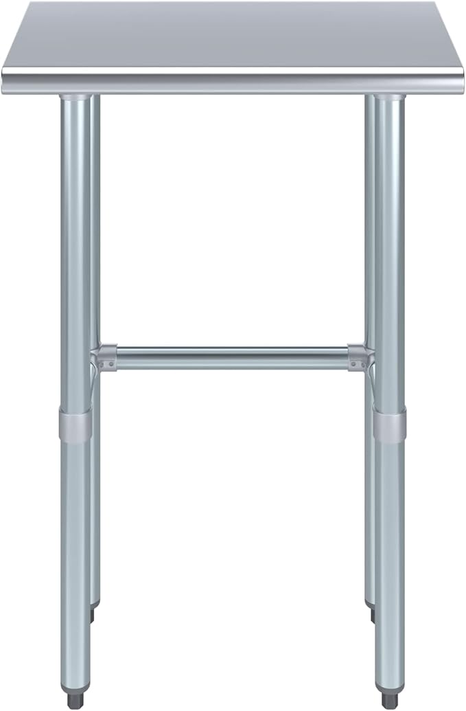 AmGood Stainless Steel Work Table Open Base | NSF | Laundry Garage Utility Bench (24" Long X 14" Deep)