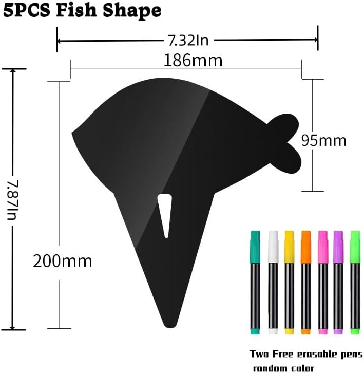 5 Pcs Fish Shape Food Labels for Party Buffet-Plastic Small Chalk Food Signs Tags for Buffet - Chalkboard Table Tent Cards - Black Catering Food Labels - Chalk Board Name Cards for Food - Image 2