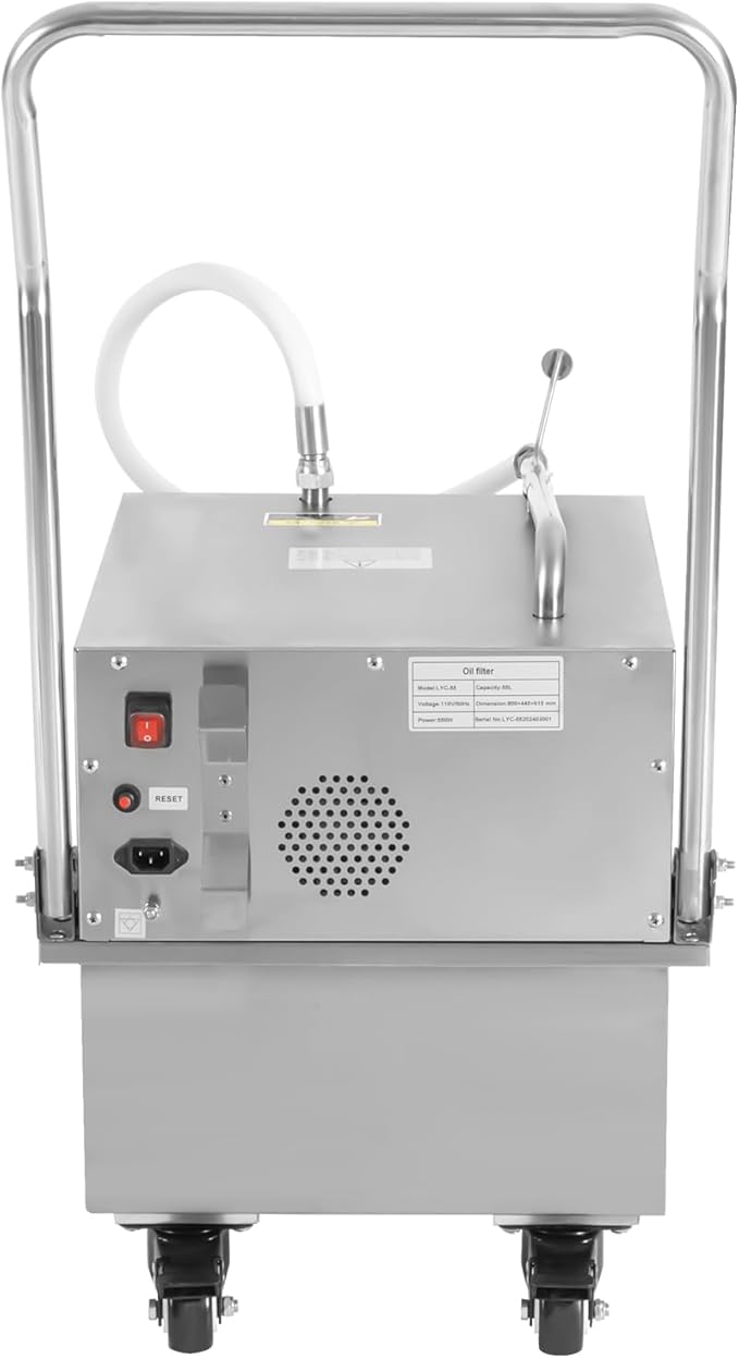 55 L /14.5 Gal Commercial Mobile Fryer Filter Machine/Oil Filter Truck, 550W Fryer Filter Frying Oil Filtering System for Restaurant - Gravity Sedimentation (US Stock)