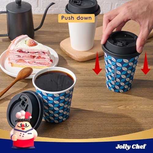 JOLLY CHEF 500 Pack Disposable Plastic Black Lids 3.6'' for 10, 12, 16, 20 oz Paper Coffee Cups, 1000 Pack Printed Coffee Cups 16 oz - Image 6