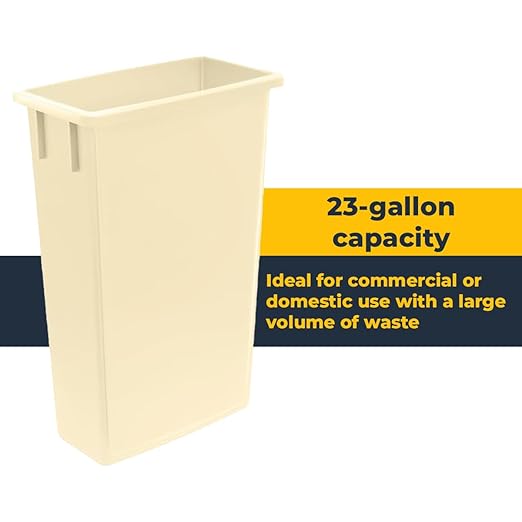 3 Pack 23 Gallon Waste Bin with Dolly, Heavy-Duty Trash Can, Slim Rectangular Garbage Bin, Durable Waste Container, Recycling Bin, Plastic Wastebasket for Kitchen, Garage, Restaurants, Office