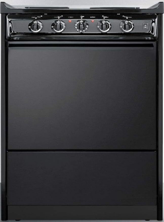 Summit Appliance TEM610CR 24" Wide Slide-in Electric Range in Black with Lower Storage Compartment, Indicator Lights, Broiler Pan, Chrome Drip Pans, Recessed Oven Door, Push-to-turn Burner Knobs