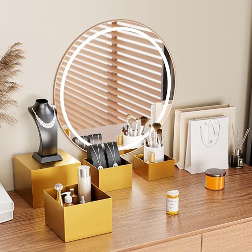 Metal Buffet Risers,4PCS Food Risers for Buffet Table 5in to 8in Display Stand with Mini Acrylic Signs for Catering Dessert Collectibles Jewelry Figures Show Gold Cube Boxes Nesting Risers with Hollow Bottoms - Image 5