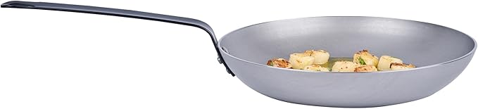 Restaurantware Fry Pan 1 Pack of 11 Inches Carbon Steel Non-Stick Searing Pan With Ergonomic Handle Silver For Sauteing and Omelets