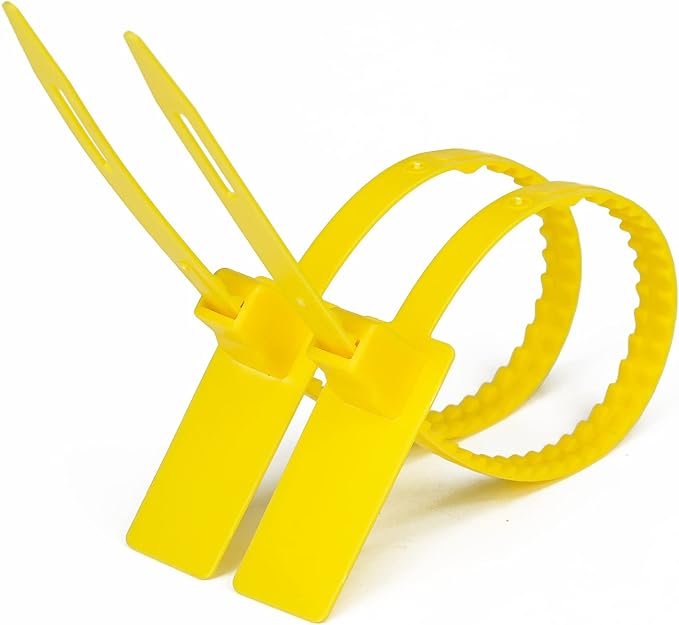 Security Seals Self Locking Tamper Evident Shipping Seals with Numbered Tags & Pull Tight Straps (Truck & Trailer) - 337 mm (13.2" Yellow 1K PCS)