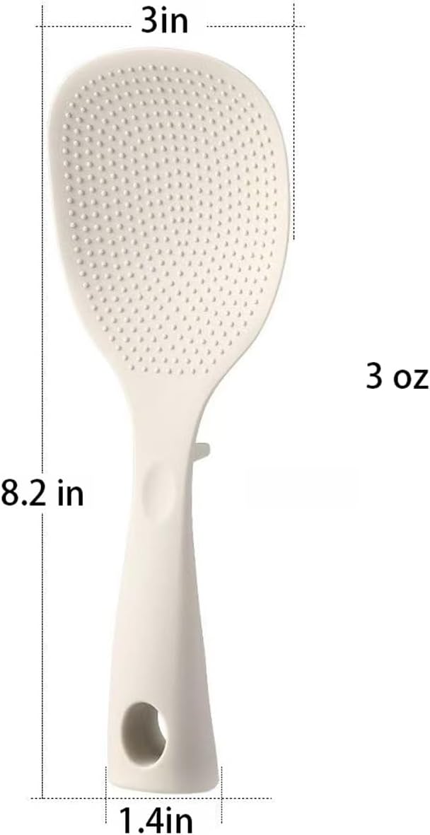 2Pcs of Silicone Rice Ladle Rice Serving Spoon Easy To Clean Rice Spoon for Electric Rice Cooker Rice Paddle for Kitchen (Cream)