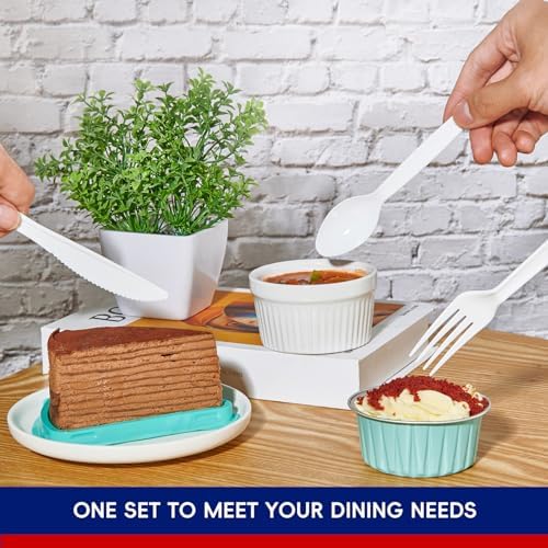 360 White Plastic Silverware, Utensils Set 180 Forks, 120 Spoons, 60 Knives - Image 4