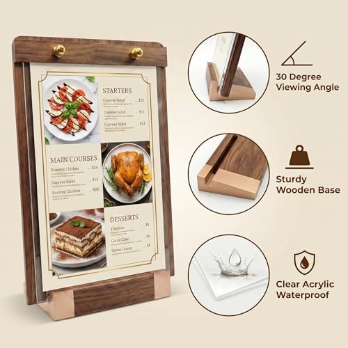 3 Pack 8.5 x 11 Wood Sign Holders with Slanted Base, Vertical Display - Image 3