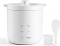 Rice Cooker 2 Cup Uncooked, Mini Rice Cooker Small Electric Cooker with 4 Cooking Functions, 24 Hour Preset, Heat Preservation, Non-Stick Ceramic Coating for 1-2 People