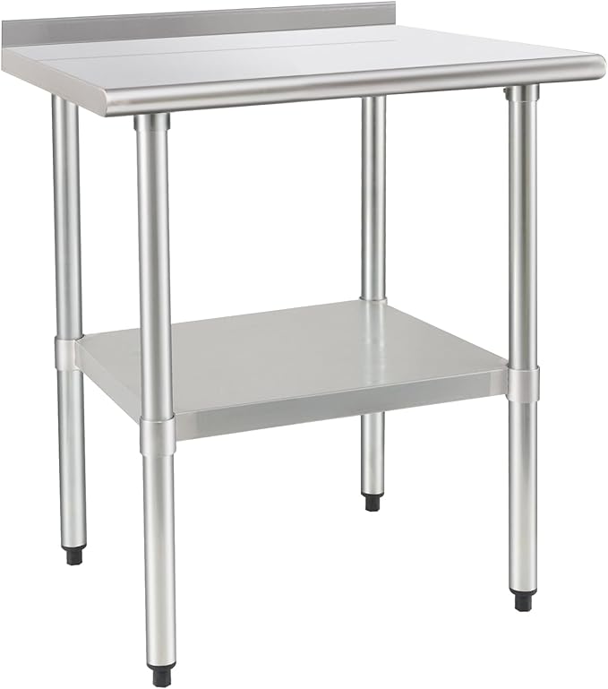 HARDURA Stainless Steel Table Prep Work Table 30 x 36 Inches NSF Heavy Duty Commercial with Undershelf and Backsplash for Food Prep