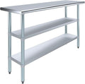 AmGood Stainless Steel Work Table with 2 Shelves | NSF | Metal Utility Table (60" Long x 18" Deep)