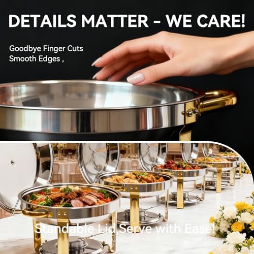 6QT Round Chafing Dishes for Buffet -4 Pack Food Warmers for Parties - Image 5