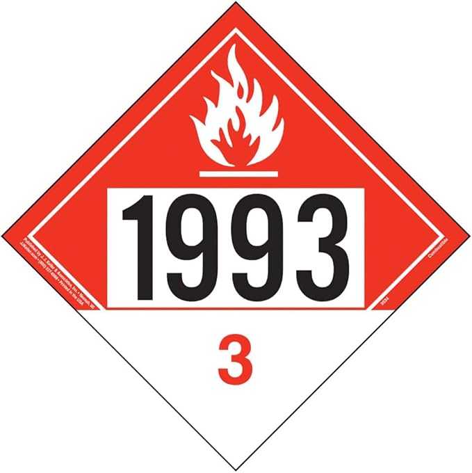 1993 Placard, Class 3 Combustible Liquid 10-pk. (10.75" x 10.75" Polycoated Tagboard) for Temporary Applications, DOT Hazmat Compliant, J. J. Keller & Associates, Inc.