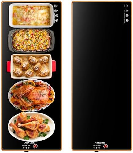 Warming Trays for Buffets Party, 40"x12", Tempered Glass Food Warmer, Black by Aanuan