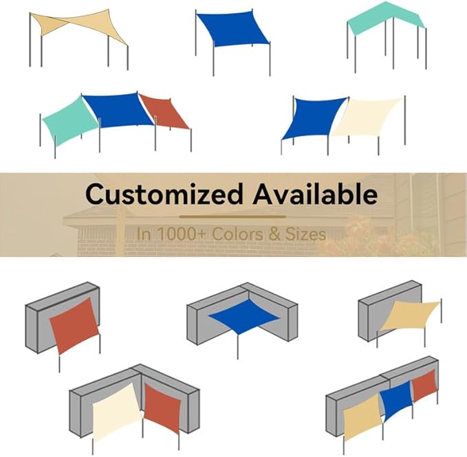 Amagenix Sun Shade Sail 13'X20' Curved Edge Outdoor Shade Canopy Light Grey Breathable 95% UV Block Shade Cloth for Patio Garden Backyard (We Make Custom Size)