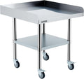 Garvee Stainless Steel Work Table, 30x30x26 Inch Commercial Food Prep Worktable with Wheels, Fixed 3-Sided Backsplash & Height-Adjustable Shelf, Heavy Duty Workbench for Kitchen Restaurant Garage