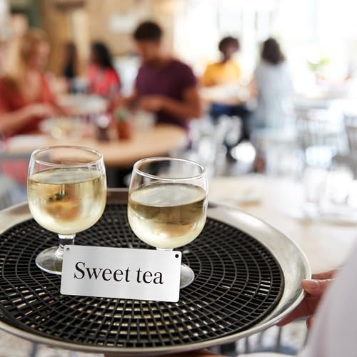 8 Pcs Stainless Steel chain signs 3.54 x 1.4 Inch Table beverage display signs Hanging chain sign for Indoor Outdoor, Including Coffee,Lemonade,Sweet Tea,Unsweet Tea,Water, Milk,Juice,Cola - Image 2