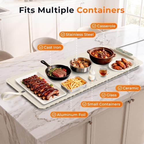 Warming Mat for Food， Extra Large 37"x15", 7 Heat Levels, 8 Hour Timer - Image 5
