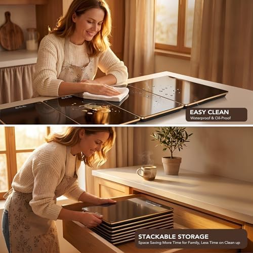 Electric Warming Tray for Buffet Party - 4 Panels Electric Glass Top Heating Plate, 8 Level Temp Control Easy Clean Surface Overheat Protection and Timer: for Busy Hosts Party Dinners and Holiday Meal - Image 6
