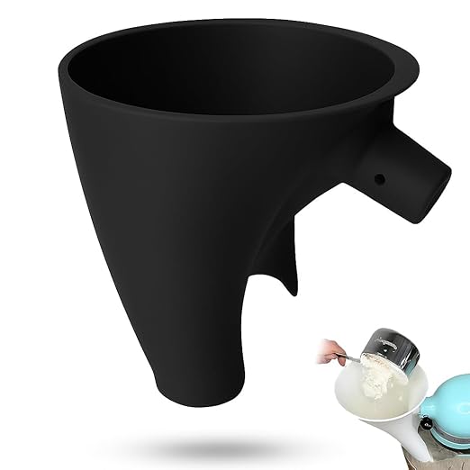 Universal Flour Funnel Attachment for Tilt-Head Stand Mixers (4.5–5 Qt), No-Mess Easy-Pour Baking Accessory, Wide-Mouth Anti-Splash Design, Dishwasher-Safe Tool for Dry & Liquid Ingredients(Black)