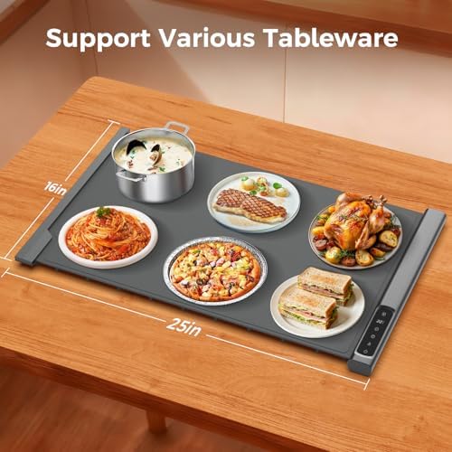 Single Panel Food Warming Mat, Extendable Design, 25"x16", Gray - Image 4