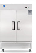 54" Commercial Refrigerator with 2 Solid Doors&8 Shelves, 49 Cu.ft Reach-in Stainless Steel Refrigerator, Fan Cooling Refrigerator for Restaurant, Bar, Home, Shop, and Business