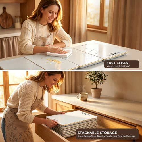 Electric Warming Tray for Buffet Party: 8 in 1 White Food Warmer Glass Top - Image 5