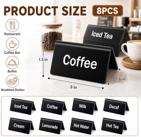 Novabright 8 Pcs Acrylic Coffee Tent Signs for Coffee Station - Image 3