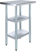 AmGood Stainless Steel Work Table with 2 Shelves | NSF | Metal Utility Table (24" Long x 18" Deep)