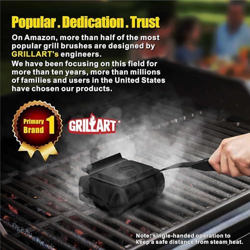 GRILLART Grill Brush Bristle Free, Replaceable BBQ Cleaning Pad (No Handle), Safe Replacement Cleaning Pad/Head for Cast Iron/Stainless Steel Grates - Dark Black - Image 6