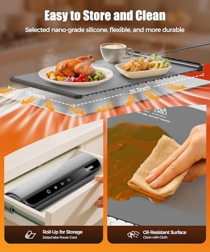 Warming Mat for Food, 26x15 Inch, Dark Grey, Fast Heat, Child Lock - Image 5