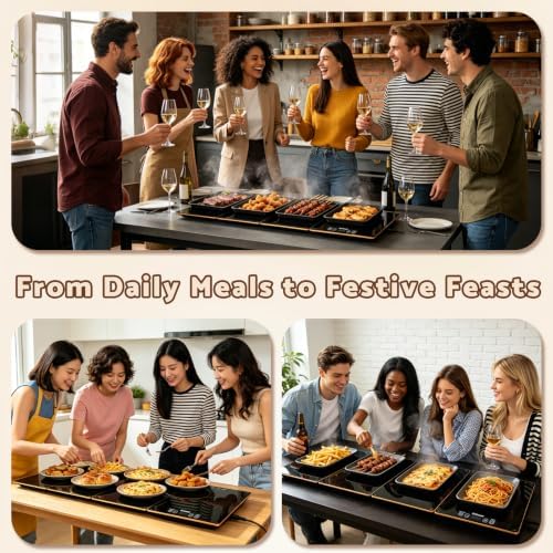 Electric Warming Tray, 42.5"x14.96" Extra Large 4-in-1 Food Warmer for with 8 Temp Settings & Timer, 4MM Tempered Glass Warming Mat, Modular Hot Plates for Buffet, Catering & Parties - Image 7