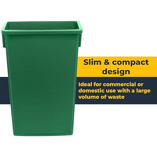 3 Pack 23 Gallon Waste Bin, Heavy-Duty Trash Can, Slim Rectangular Garbage Bin, Durable Waste Container, Recycling Bin, Plastic Wastebasket for Kitchen, Garage, Hotels, Restaurants, Office