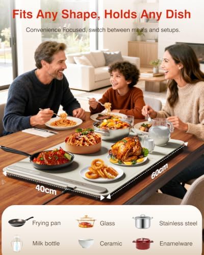 Warming Mat for Food (24"x16") - iTRUSOU 7-Level Electric Warming Tray with 400W High-Power, Timer 0–99H & Built-In Strap - Rollable Large Food Warming Mat for Parties & Buffet - Image 5
