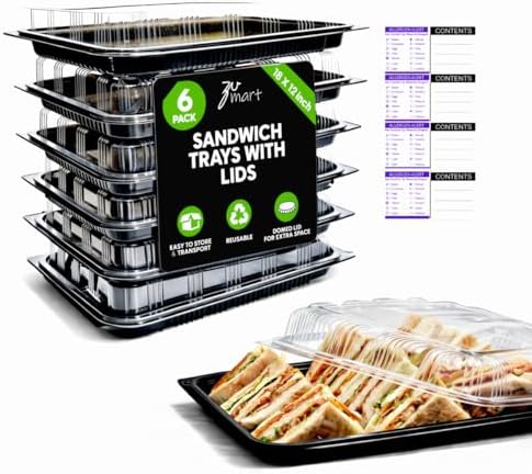 6 Pack Catering Trays with Lid – 18" Serving Trays with Lids - Reusable Serving Platter With Lid for Catering, Buffet, Picnics & Events – Party Trays With Lids (18x 12.20 x 2.95 inch) by Unknown