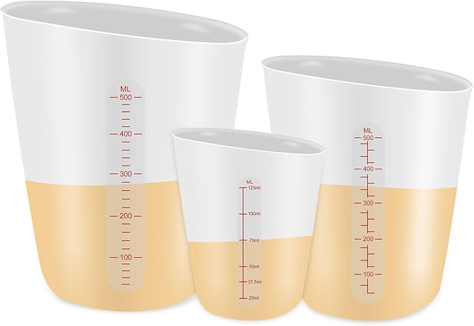 3 PCS Silicone Measuring Cups Flexible Chocolate Melting Cup for Epoxy Resin Butter Chocolate and More Squeeze and Pour Baking Cups with Marking Ounce/ML