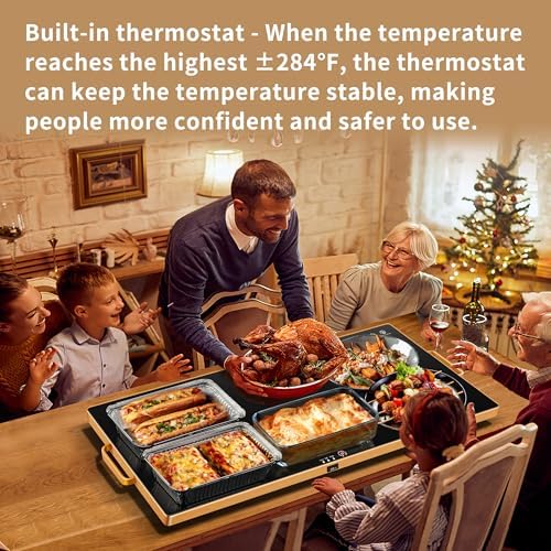 Warming Trays for Buffets Party, 32"x18", Tempered Glass Food Warmer, Black - Image 6
