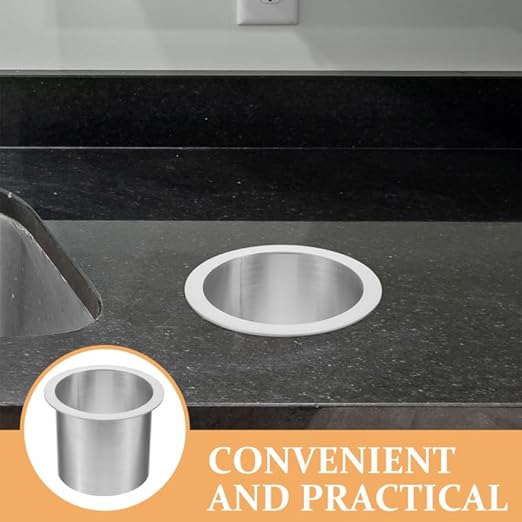 Cabilock Stainless Steel Round Countertop Trash can Lid Small Wastebasket Cover Kitchen Garbage Bin Replacement Lid 5.90X4.72X3.14 Inches