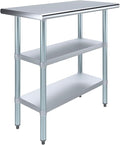 AmGood Stainless Steel Work Table with 2 Shelves | NSF | Metal Utility Table (36" Long x 18" Deep)