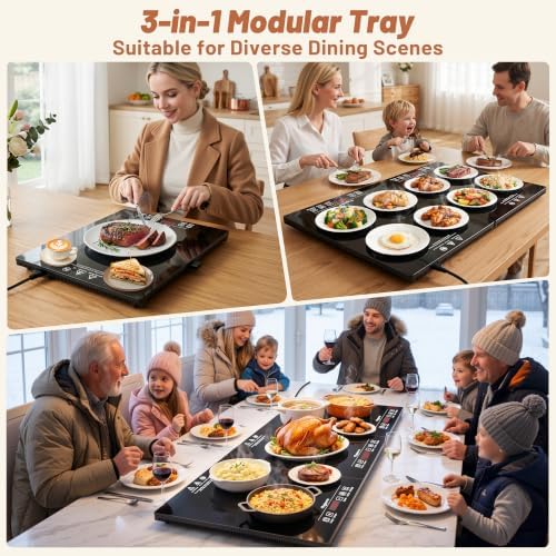 Chezerra Electric Warming Tray, 3-in-1 Food Warmer for Buffets Party, Black - Image 2