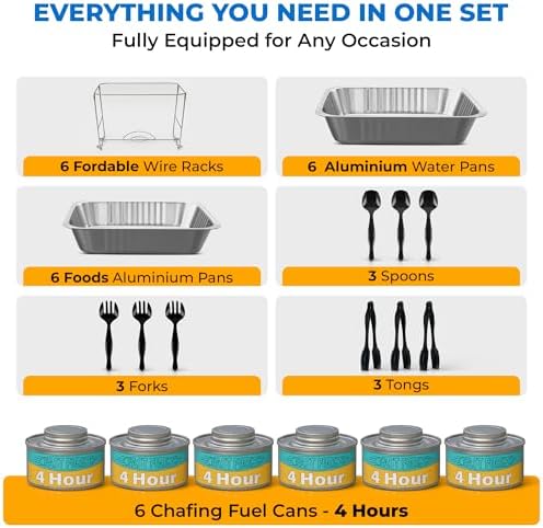 Disposable Chafing Dish Buffet Set, 6 Pack Half Size 10 x 12 Inch Food Pans - Image 3